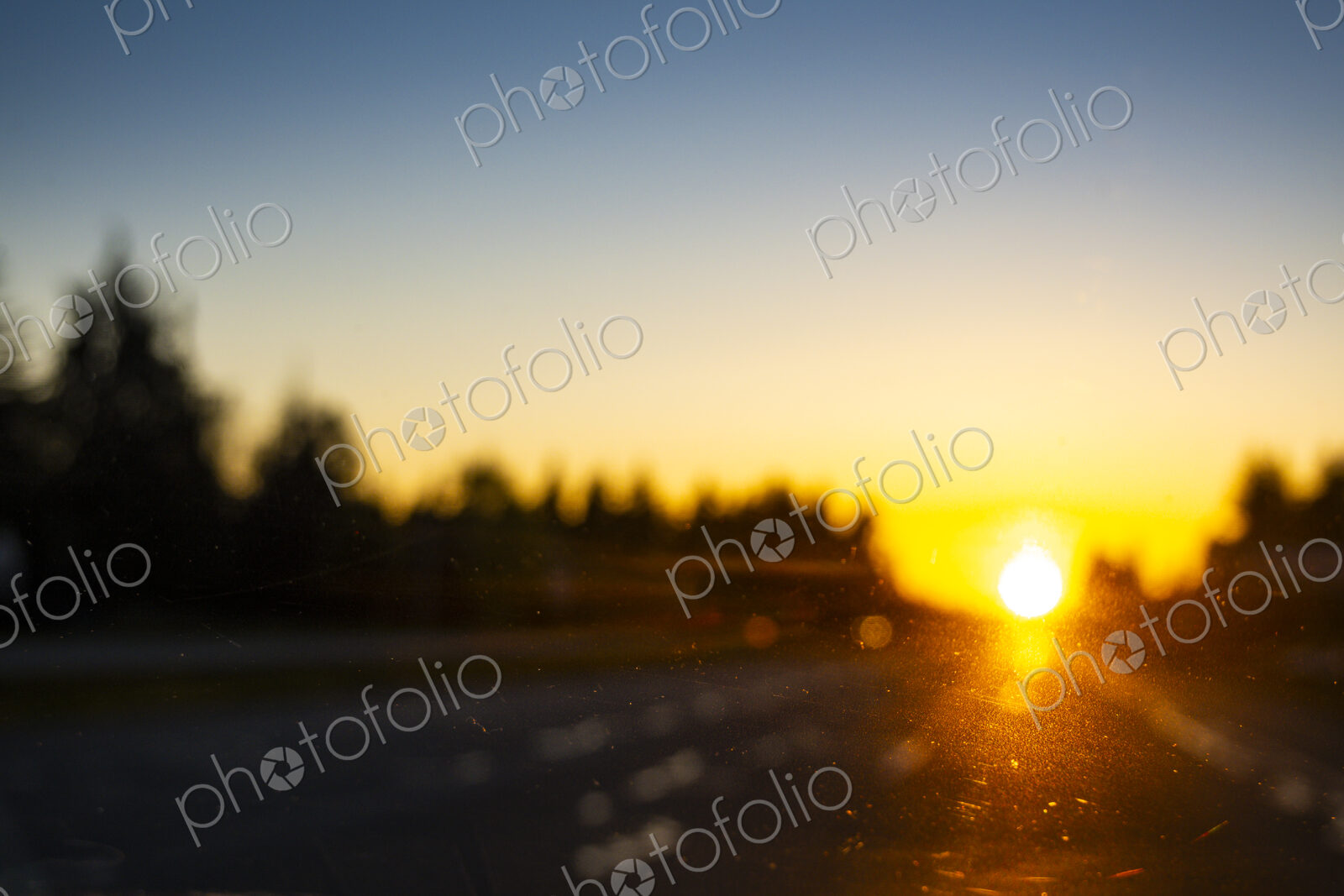 Sun setting over Highway 101 in Sequim, WA USA