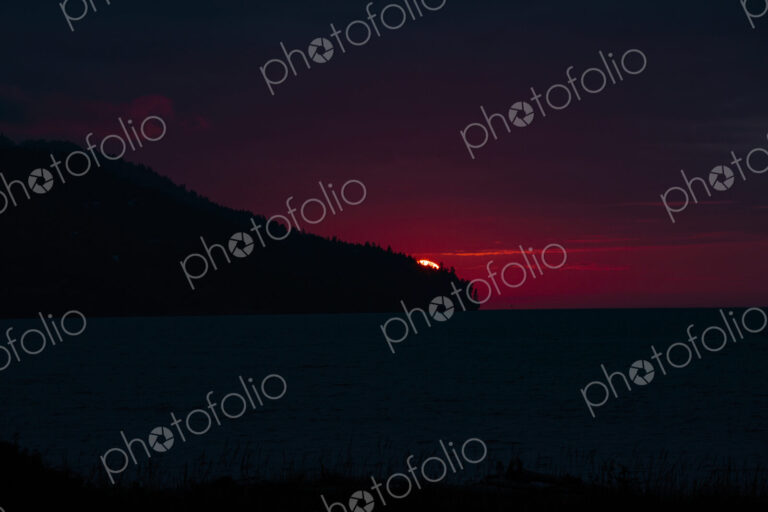 Sun setting over Striped Peak, Port Angeles, WA USA