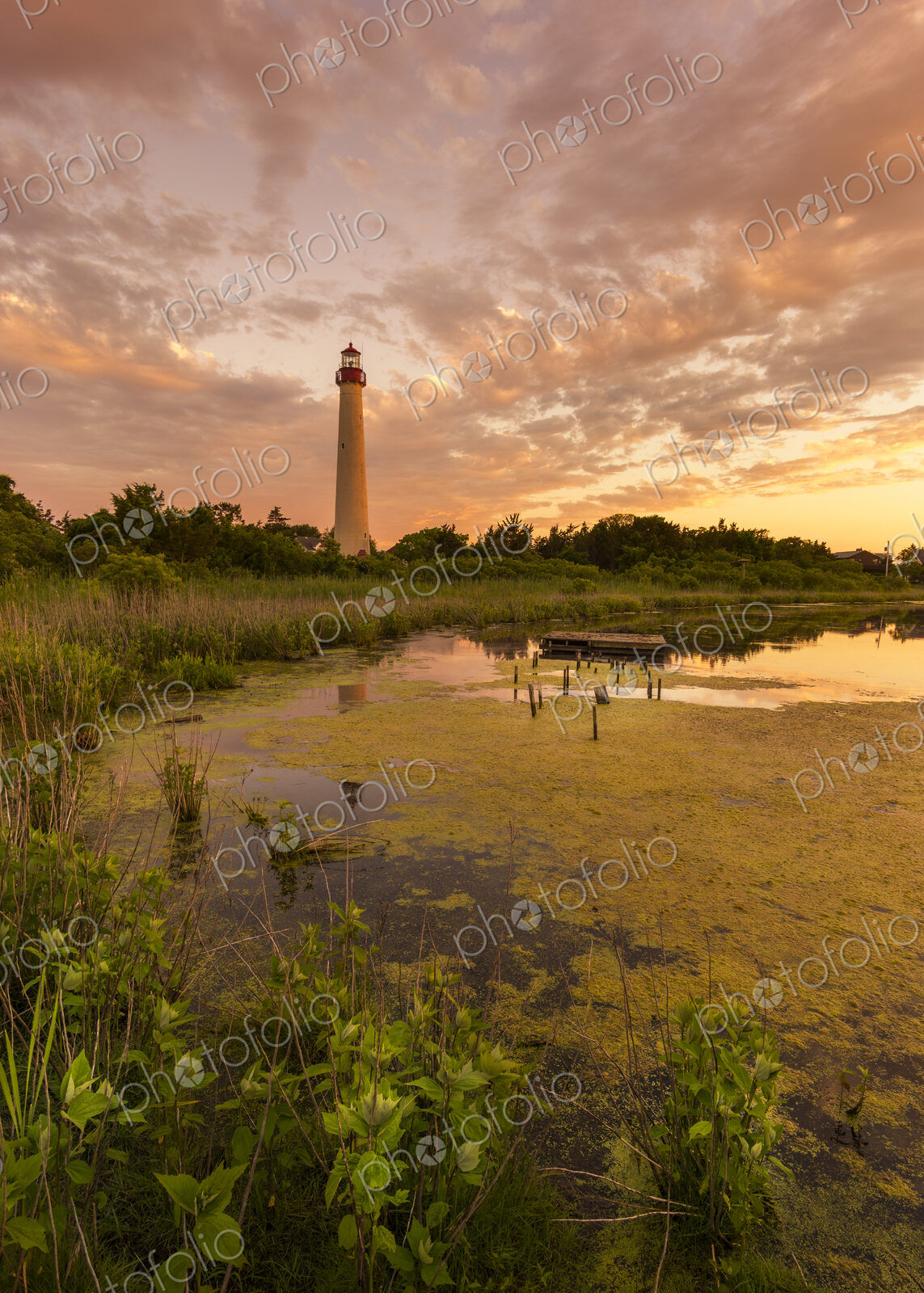 Sunset over lighthouse