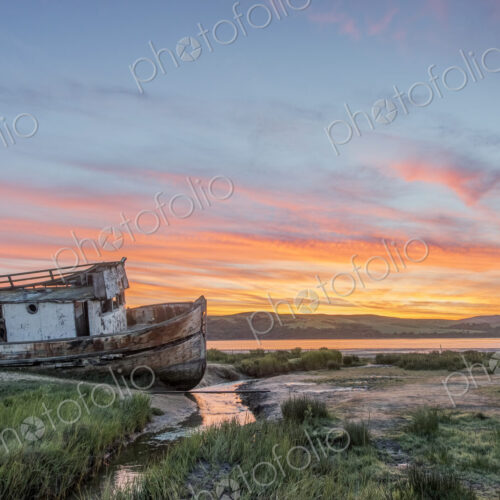 Sunset with dramatic sky over Point Reyes National Seashore.