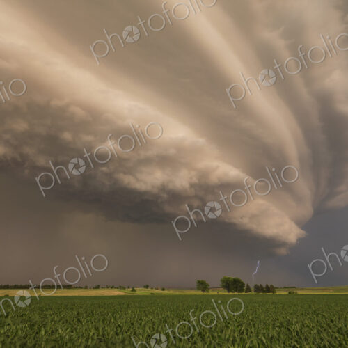 Supercell with a Sculpted Base at Sunset Supercell with a Sculpted Base at Sunset
