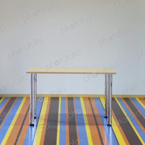 Table Standing on a Striped Floor Table Standing on a Striped Floor