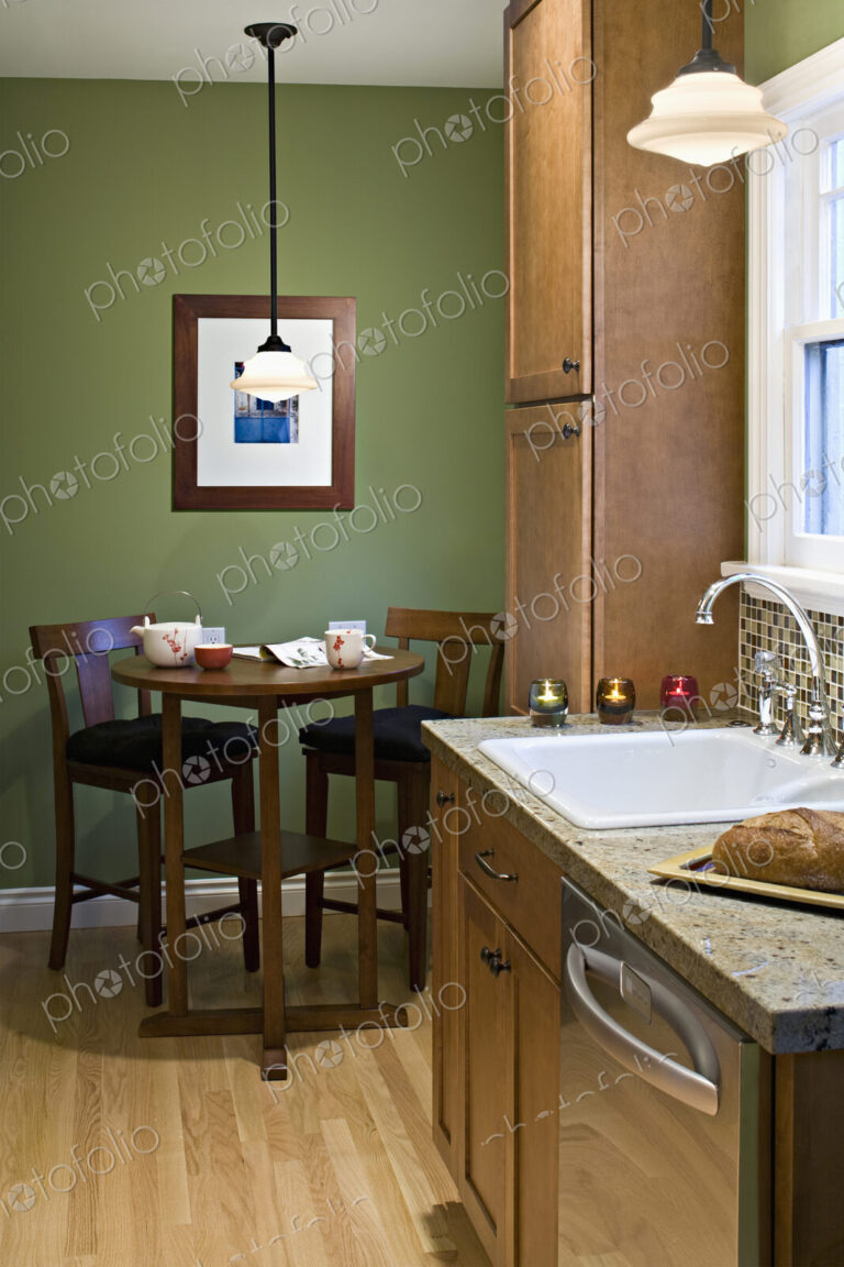 Table and chairs in modern kitchen