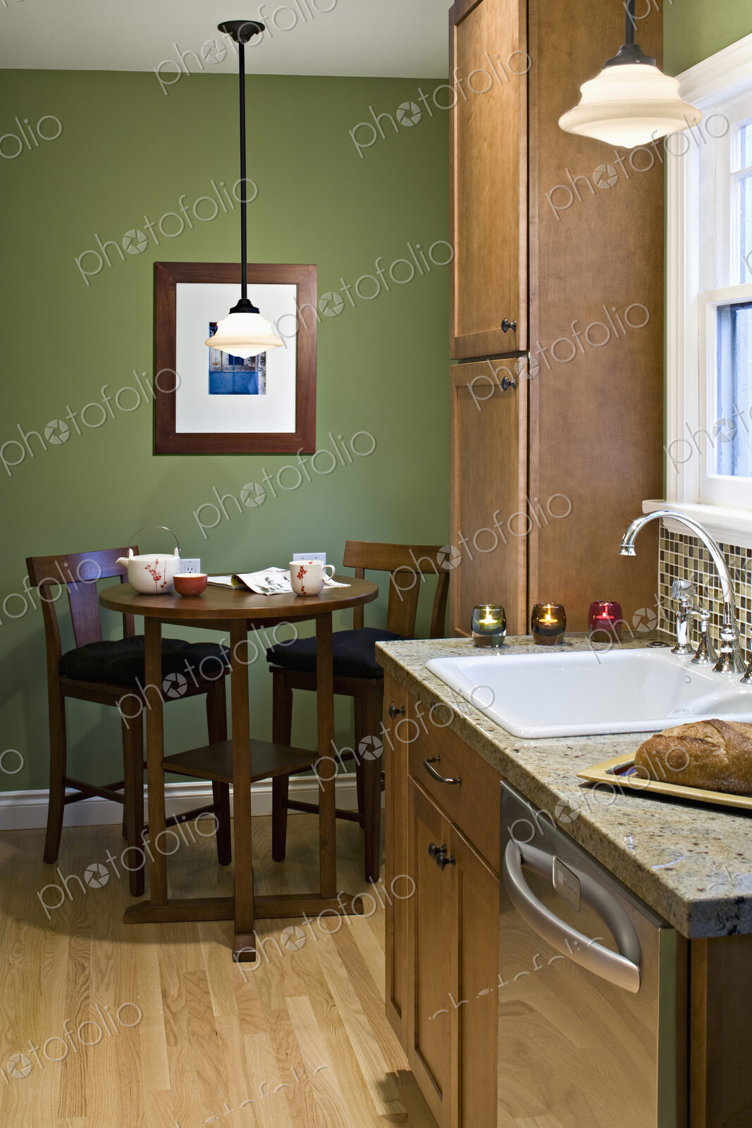 Table and chairs in modern kitchen