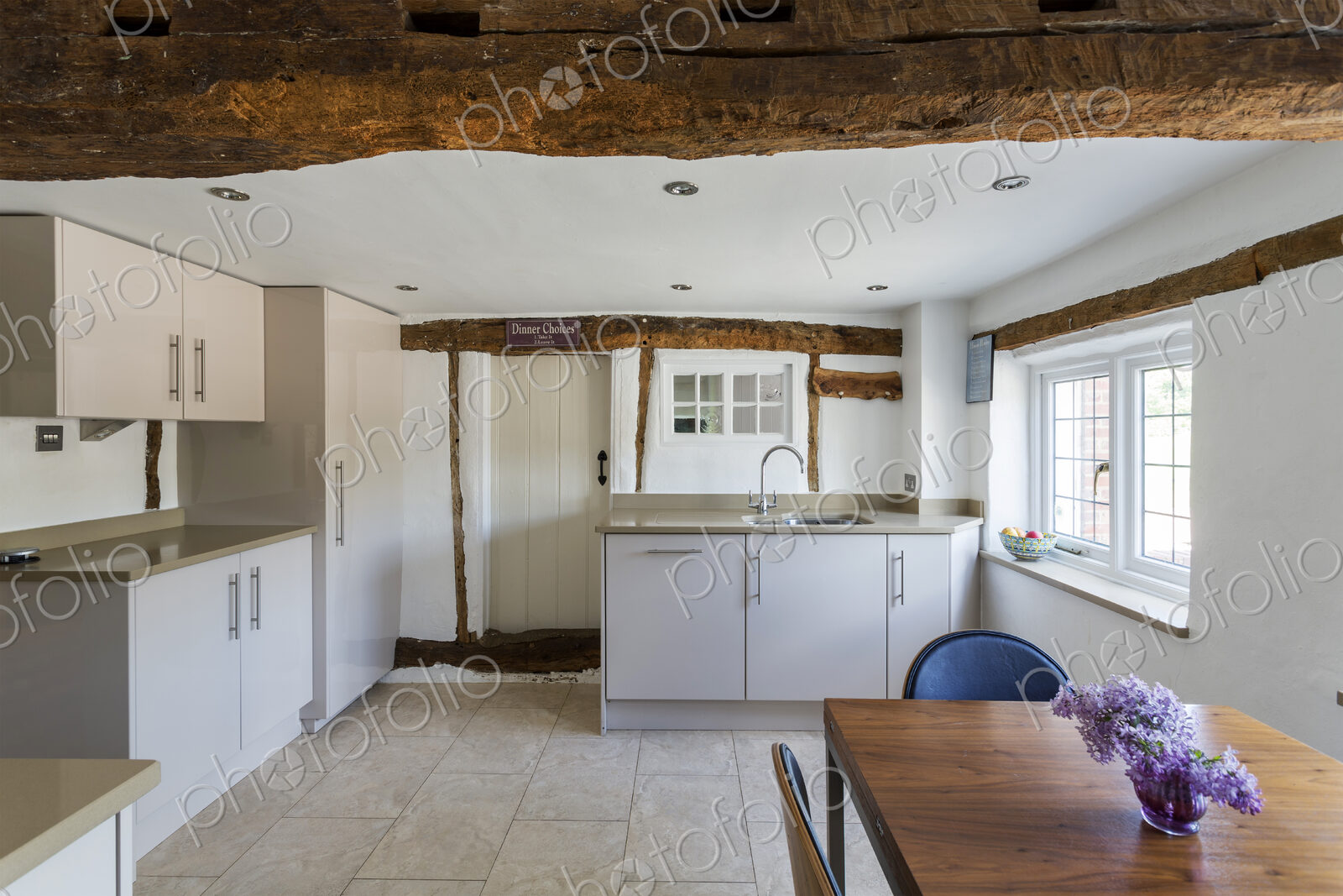 Table and chairs in modern kitchen