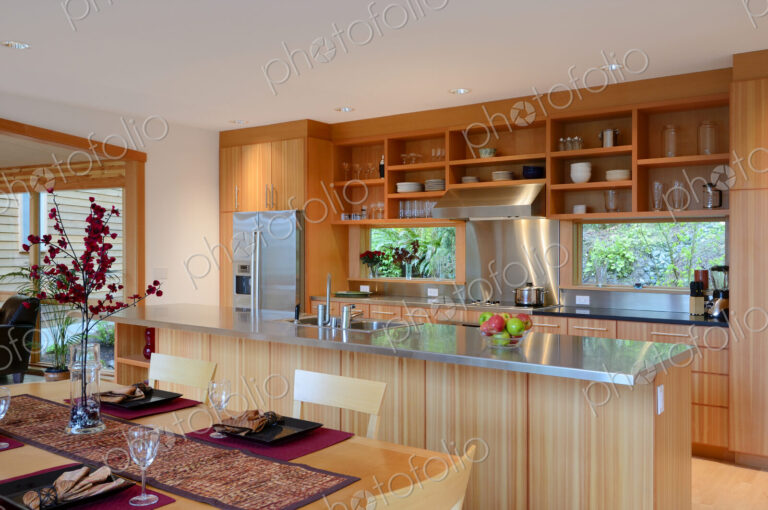 Table and counter tops in kitchen