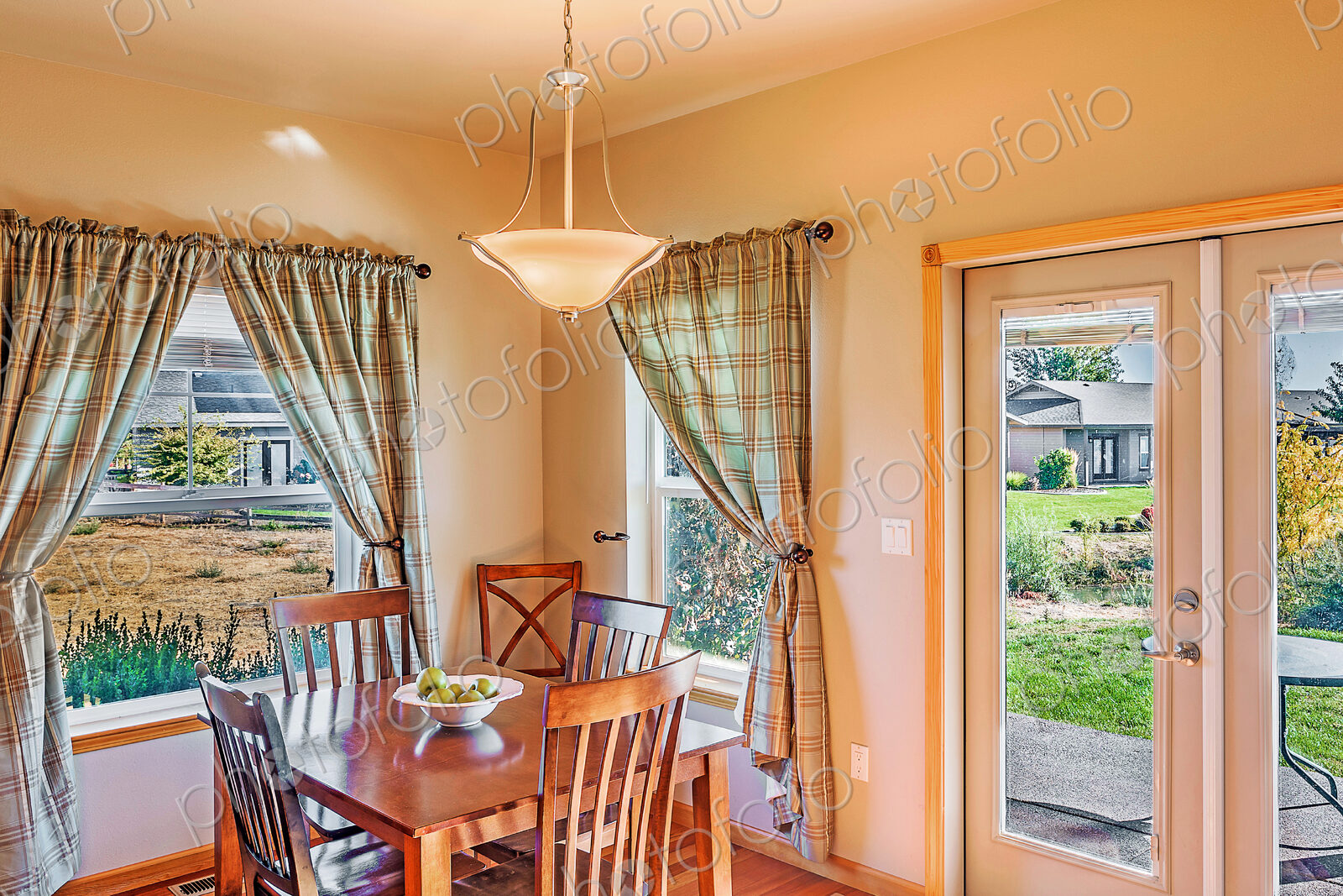 Table and windows in dining room
