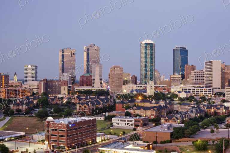 Tall Buildings in Fort Worth at Dusk