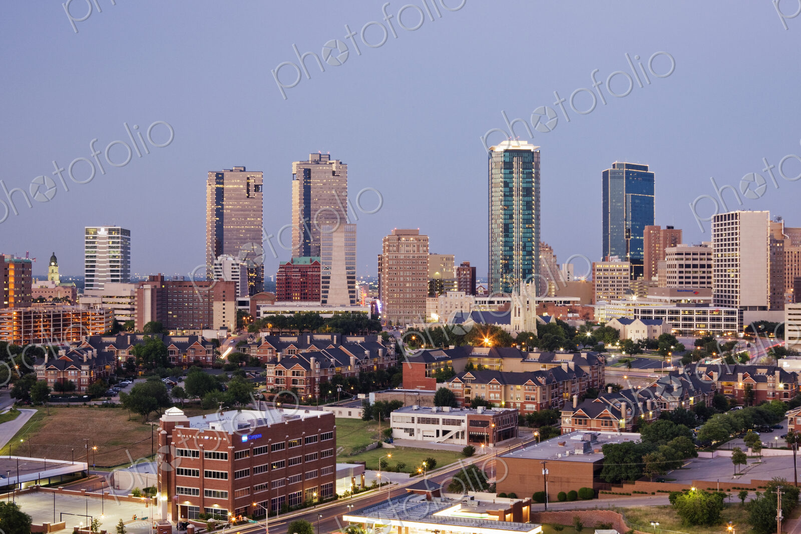 Tall Buildings in Fort Worth at Dusk