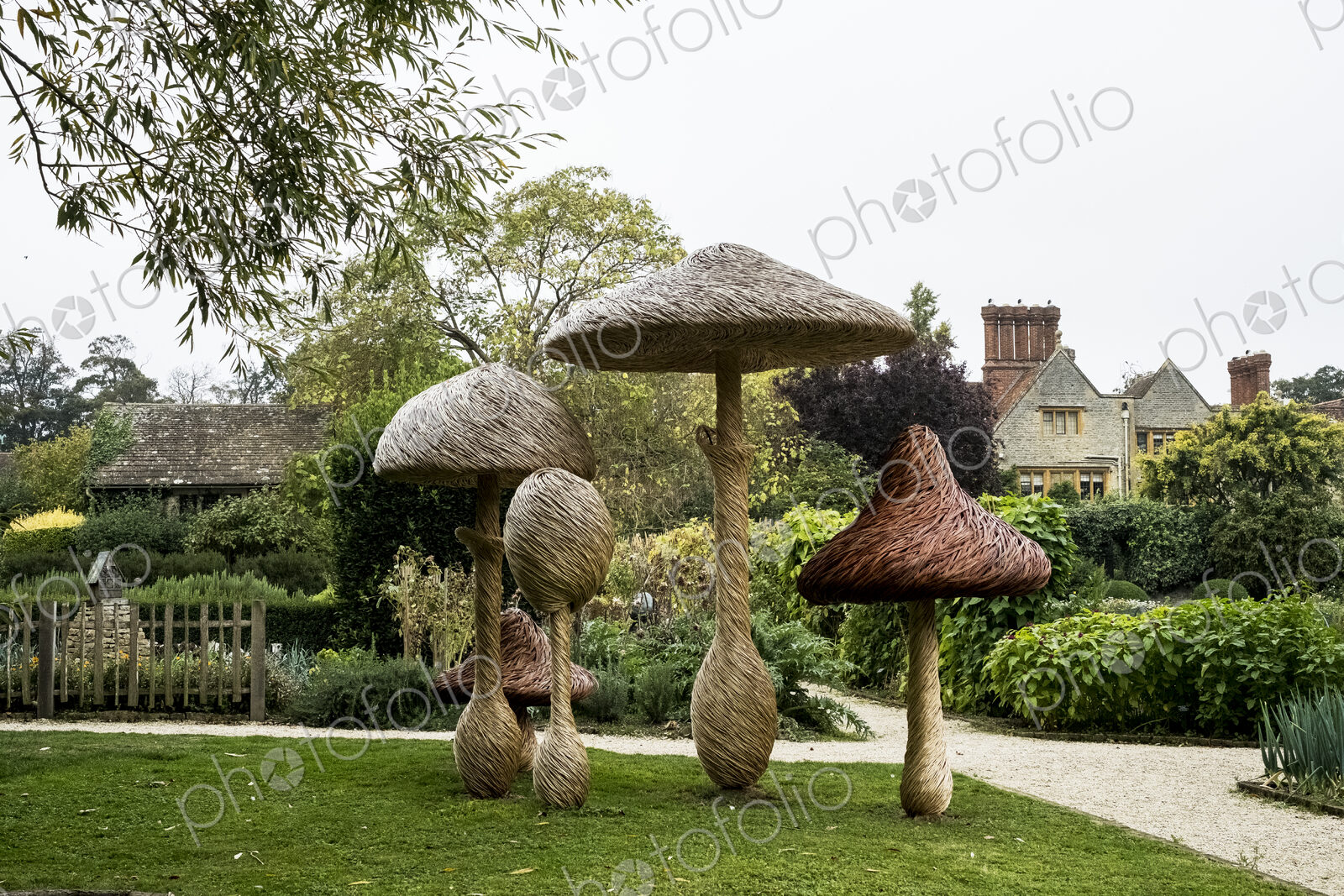 Tall wooden carved toadstools garden sculptures