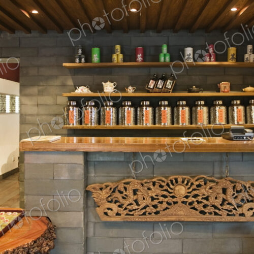 Tea Urns on Display in a Teashop