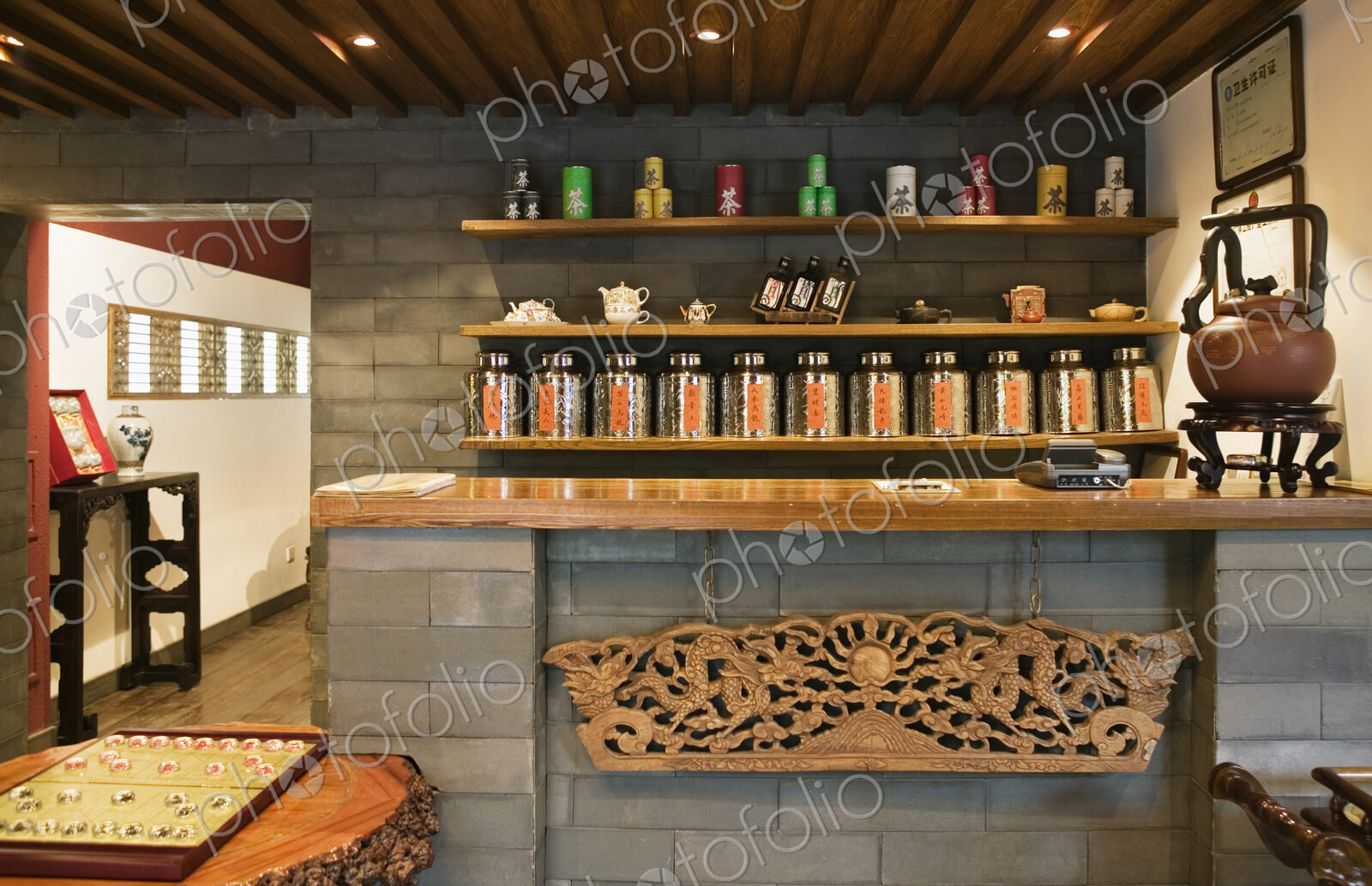 Tea Urns on Display in a Teashop