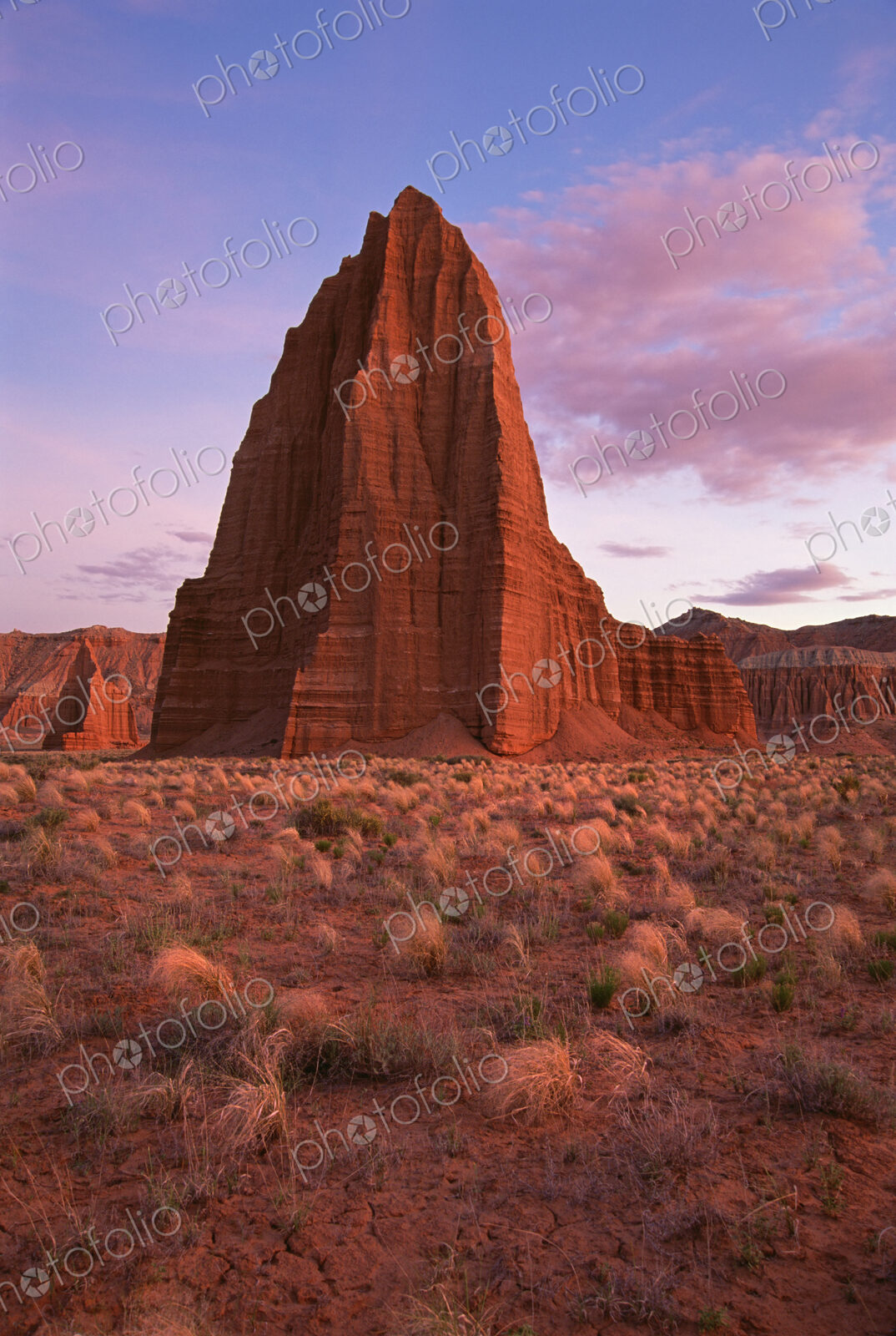 Temple of the Sun and Temple of the Moon, in the national park at Capitol Reef in Utah.