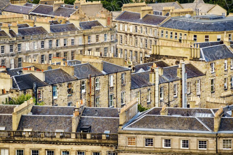 Tenement stone buildings in Edinburgh.