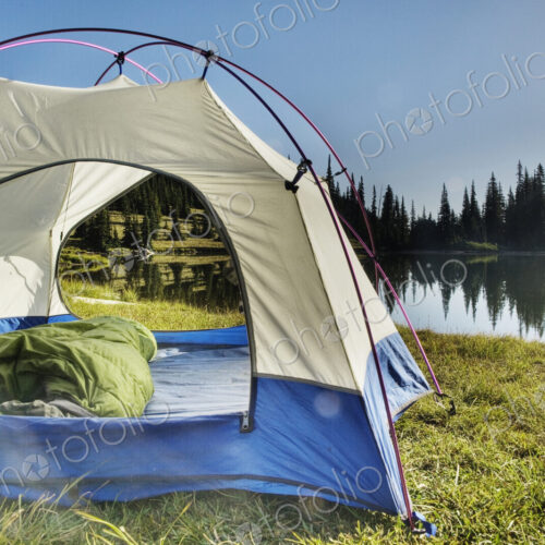 Tent at tranquil lakeside Tent at tranquil lakeside