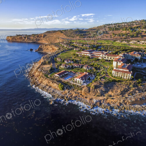 Terranea Resort at Rancho Palos Verdes, aerial view of a luxury resort on the coast of… Terranea Resort at Rancho Palos Verdes, aerial view of a luxury resort on the coast of…