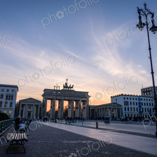 The Brandenburg Gate in Berlin, Germany at sunset. The Brandenburg Gate in Berlin, Germany at sunset.
