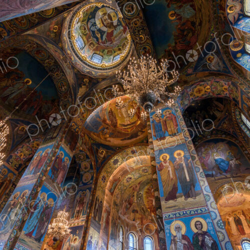 The Church of the Savior on Spilled Blood, a Russian Orthodox church, the interior,…