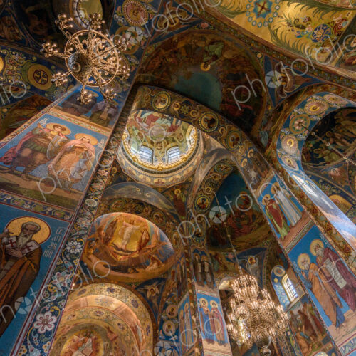 The Church of the Savior on Spilled Blood, a Russian Orthodox church, the interior,…