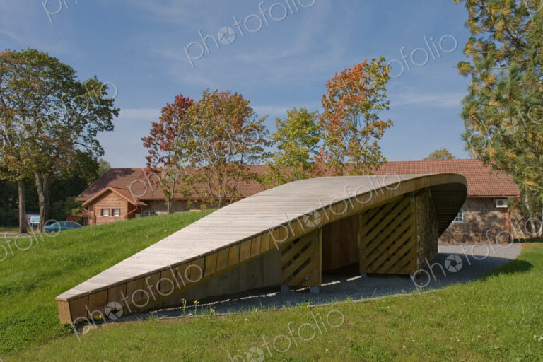 The Estonian Road Museum, a country park with a collection of buildings, a modern log…