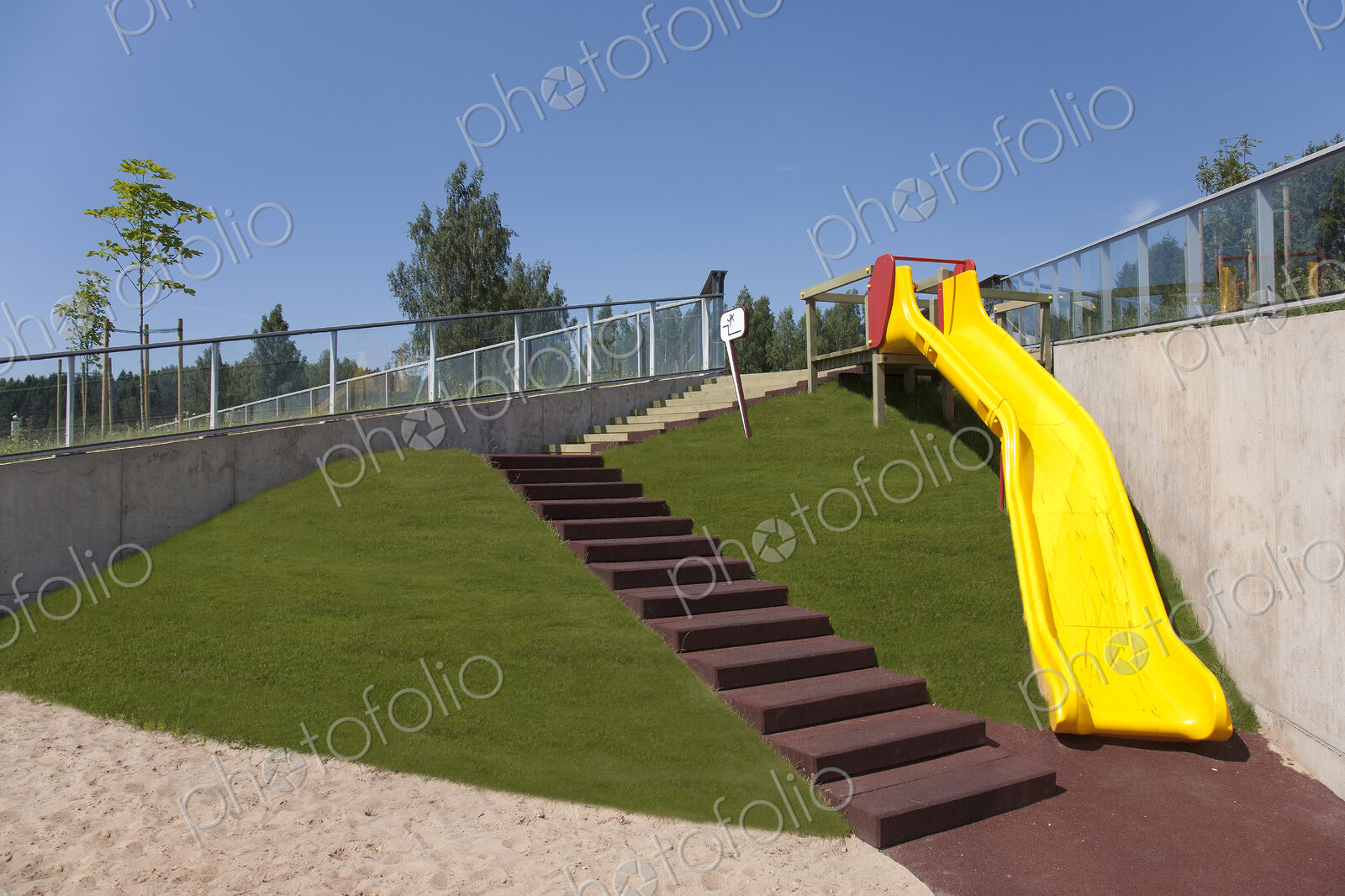 The Estonian Road Museum, open air museum grounds, a large yellow playground slide.