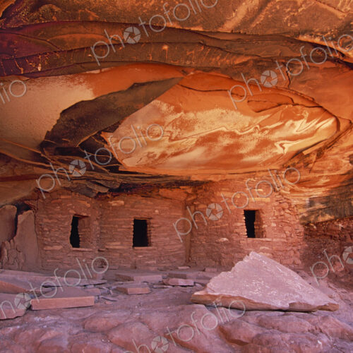 The House On fire ruins at Cedar Mesa, is a natural landmark, a cliff mesa rock…