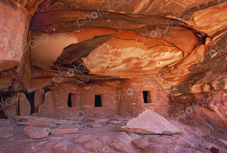 The House On fire ruins at Cedar Mesa, is a natural landmark, a cliff mesa rock…