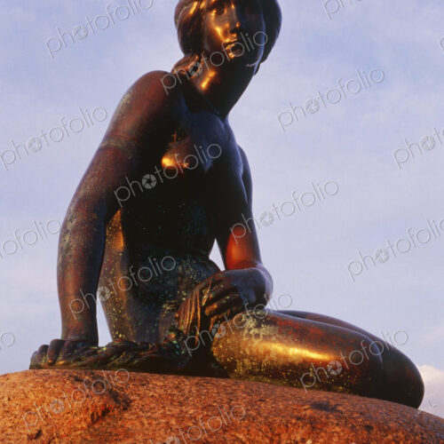 The Little Mermaid bronze statue in Copenhagen harbour The Little Mermaid bronze statue in Copenhagen harbour
