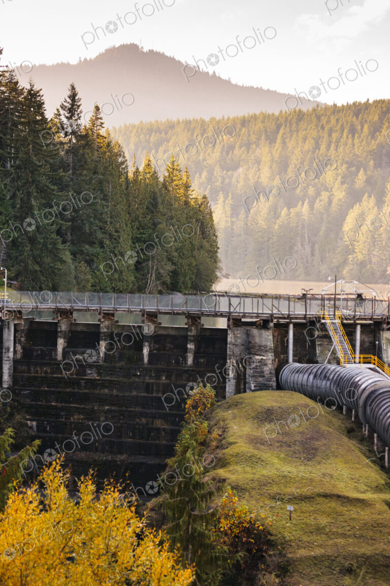 The Lower Elwha River Dam pre-removal in 2012, Port Angeles, WA USA