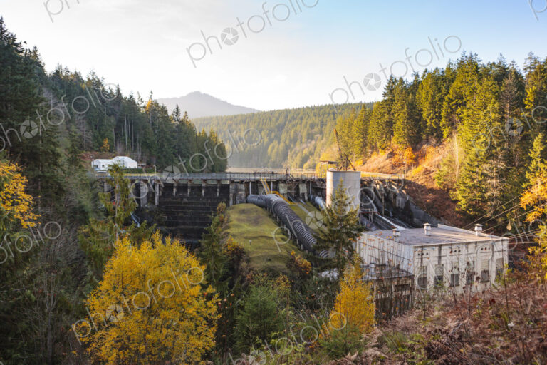 The Lower Elwha River Dam pre-removal in 2012, Port Angeles, WA USA
