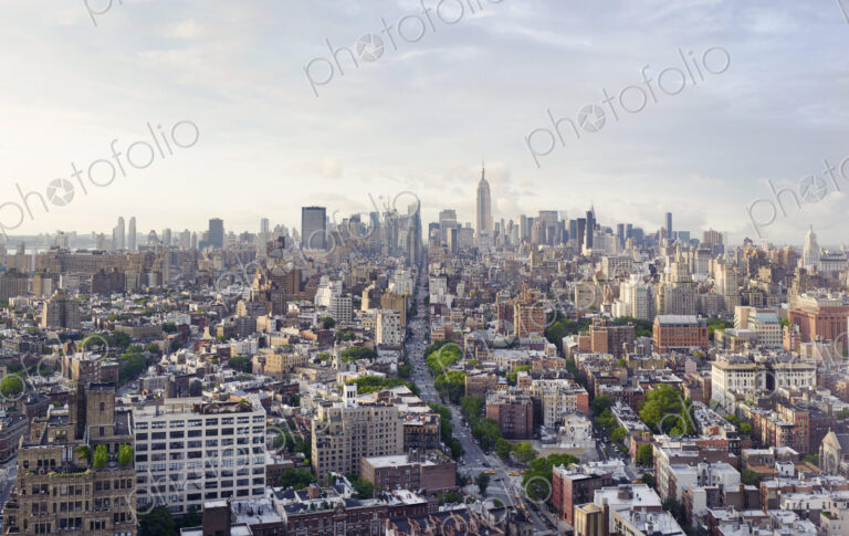 The New York city skyline, the view north up the Avenue of the Americas in Manhattan.…