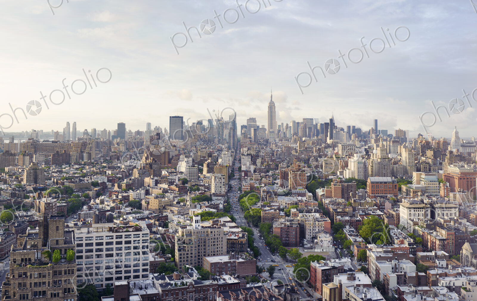 The New York city skyline, the view north up the Avenue of the Americas in Manhattan.…