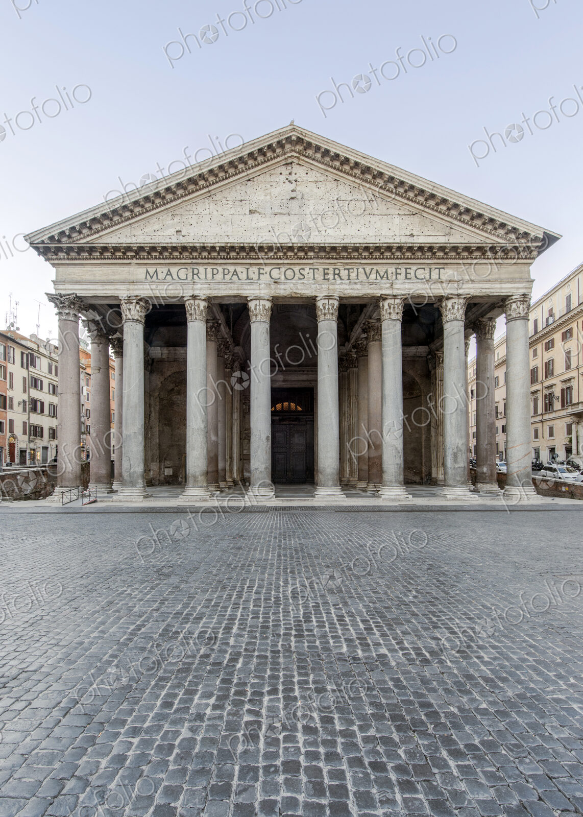 The Pantheon, a former Roman temple and since the year 609 a Catholic church, columns…