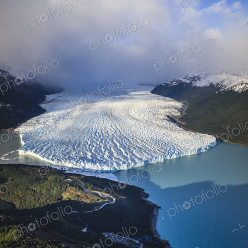The Perito Moreno Glacier, aerial view of the glacier terminus and the waters of the… The Perito Moreno Glacier, aerial view of the glacier terminus and the waters of the…