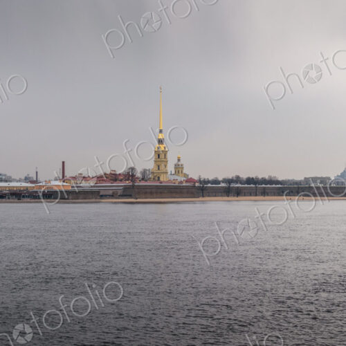 The Peter and Paul Cathedral with a carillon and spire with golden decoration, a… The Peter and Paul Cathedral with a carillon and spire with golden decoration, a…