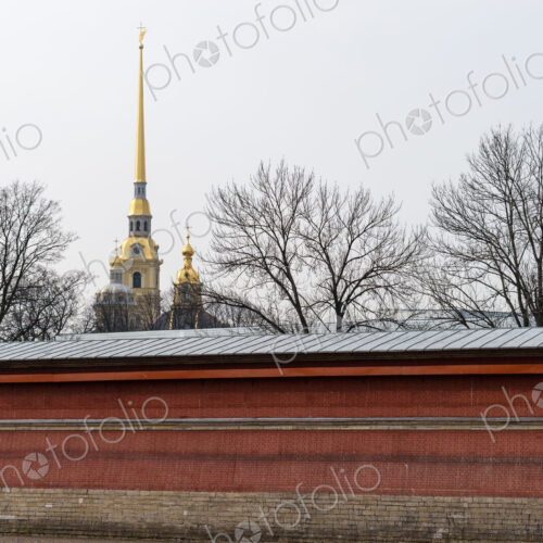 The Peter and Paul Cathedral with a carillon and spire with golden decoration, a… The Peter and Paul Cathedral with a carillon and spire with golden decoration, a…