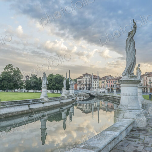 The Prato della Valle town square with sculptures and a canal, Veneto, Italy. The Prato della Valle town square with sculptures and a canal, Veneto, Italy.