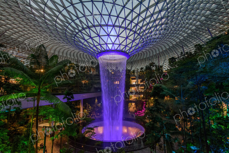 The Rain Vortex inside Jewel Changi Airport, Singapore, the world's tallest indoor…