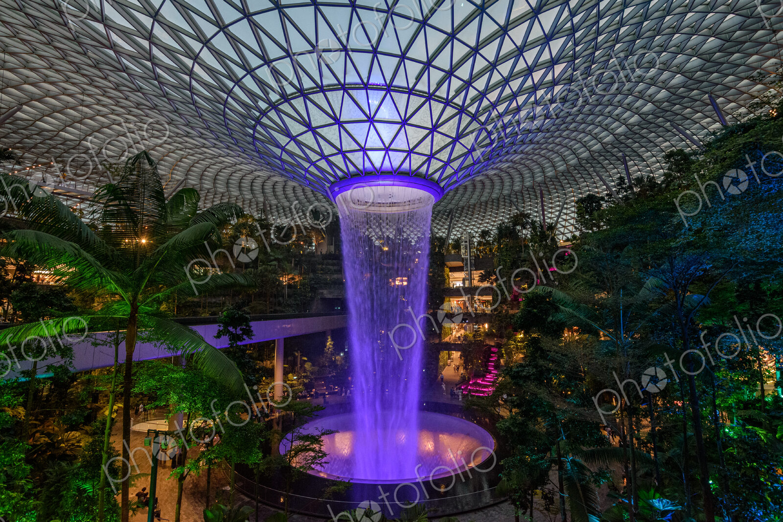 The Rain Vortex inside Jewel Changi Airport, Singapore, the world’s tallest indoor…