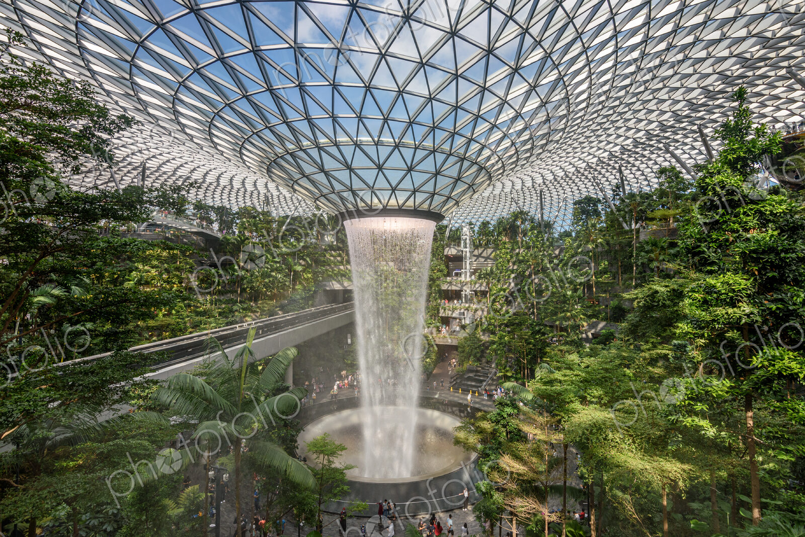The Rain Vortex inside Jewel Changi Airport, Singapore, the world’s tallest indoor…