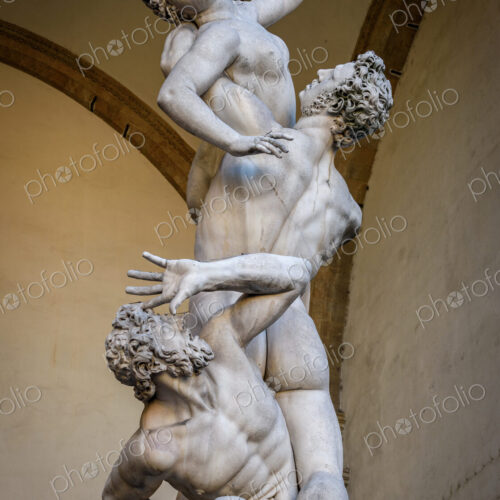 The Rape of the Sabines by Giambologna in the Loggia dei Lanzi, in Florence