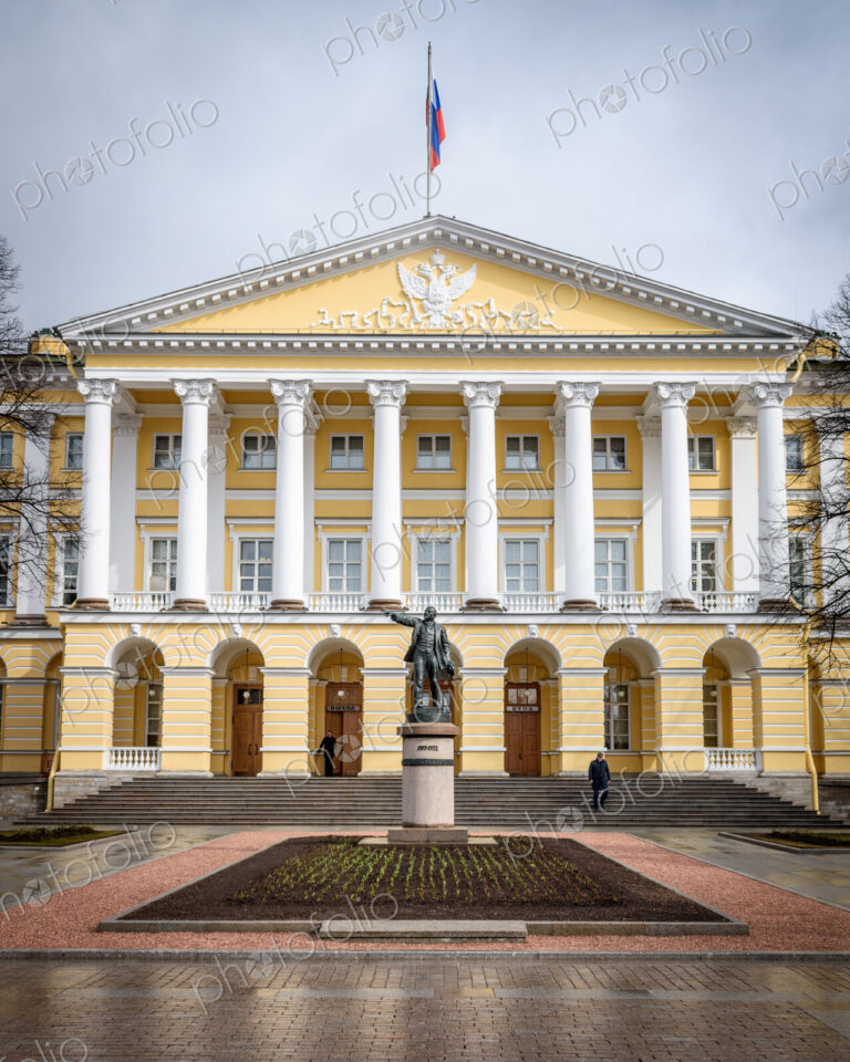 The Smolny Institute, a Palladian style 18th century building with pillar and…