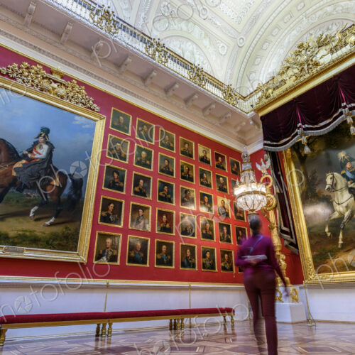 The Winter Palace, now the Hermitage museum, portraits and paintings hanging in a… The Winter Palace, now the Hermitage museum, portraits and paintings hanging in a…