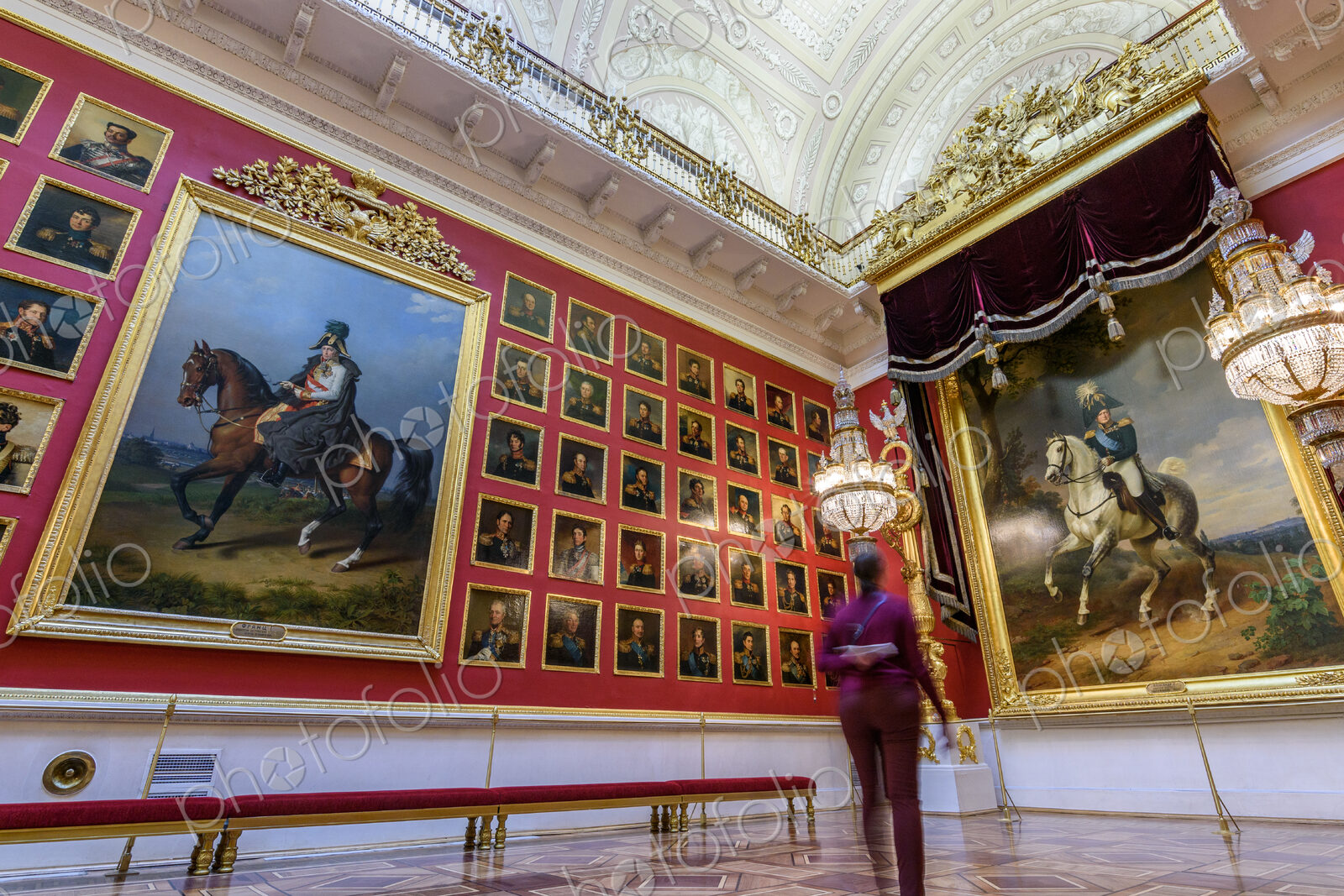 The Winter Palace, now the Hermitage museum, portraits and paintings hanging in a…