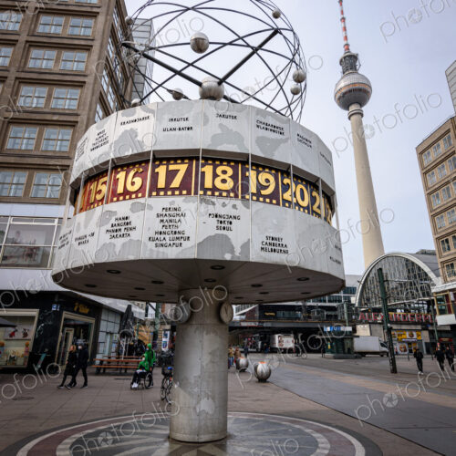 The World Clock on the Alexanderplatz in Berlin, Germany. The World Clock on the Alexanderplatz in Berlin, Germany.