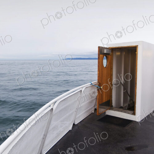 The deck of the vintage ferry boat, Blackball Ferry on the route from Vancouver Island…