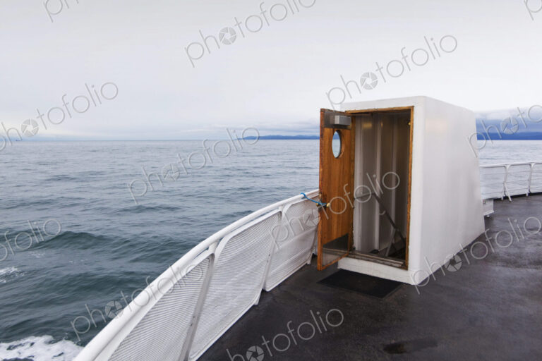 The deck of the vintage ferry boat, Blackball Ferry on the route from Vancouver Island…