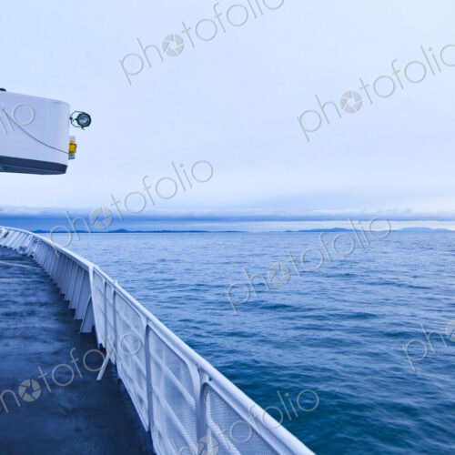 The deck of the vintage ferry boat, Blackball Ferry on the route from Vancouver Island…