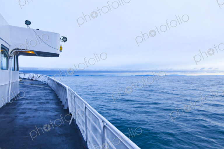 The deck of the vintage ferry boat, Blackball Ferry on the route from Vancouver Island…