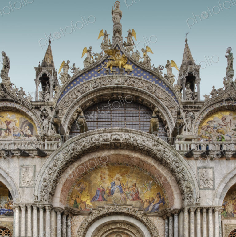 The facade of the Basilica San Marco in Venice, St Mark's Basilica in Piazza San Marco